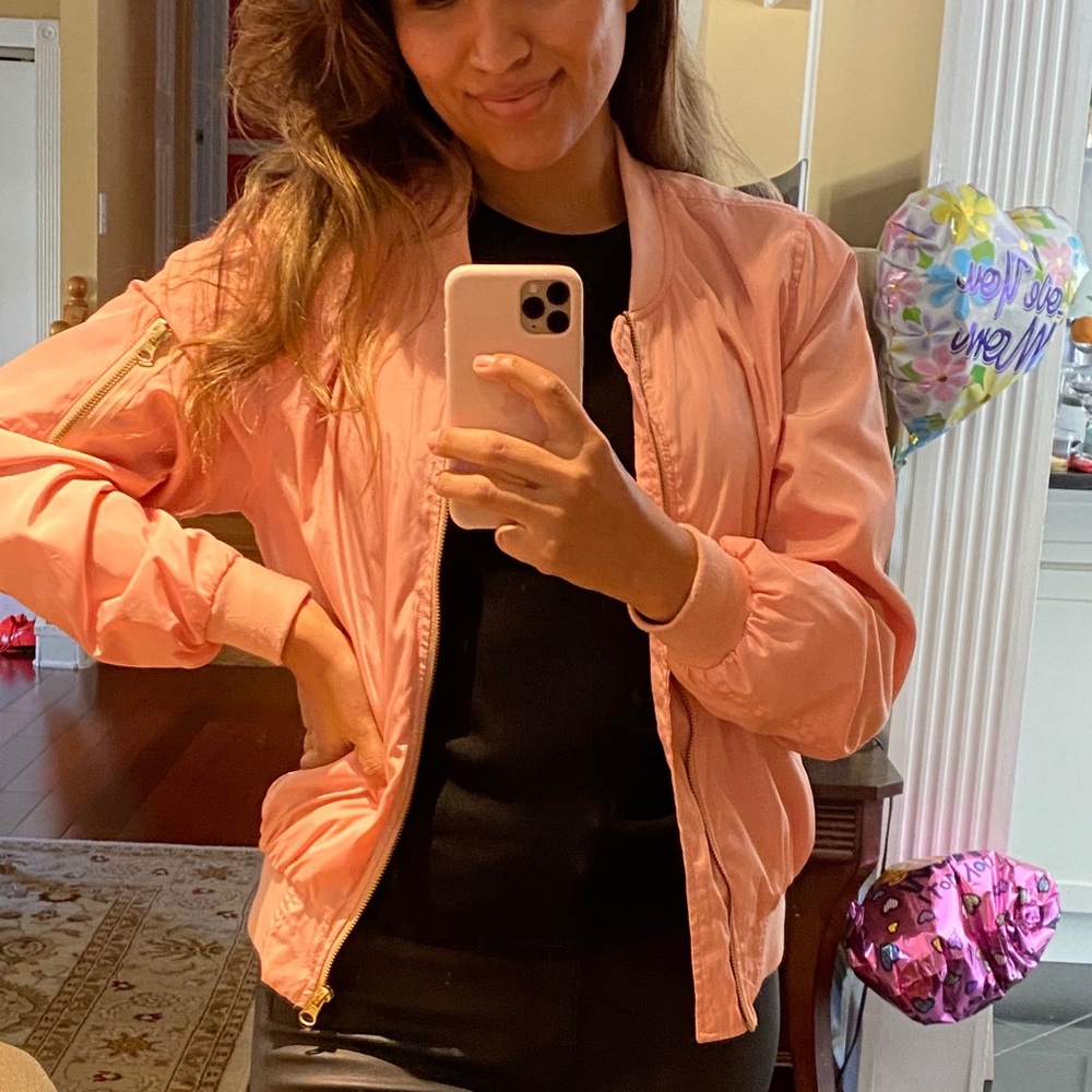 Forever 21 Pink Rain Light Bomber Jacket